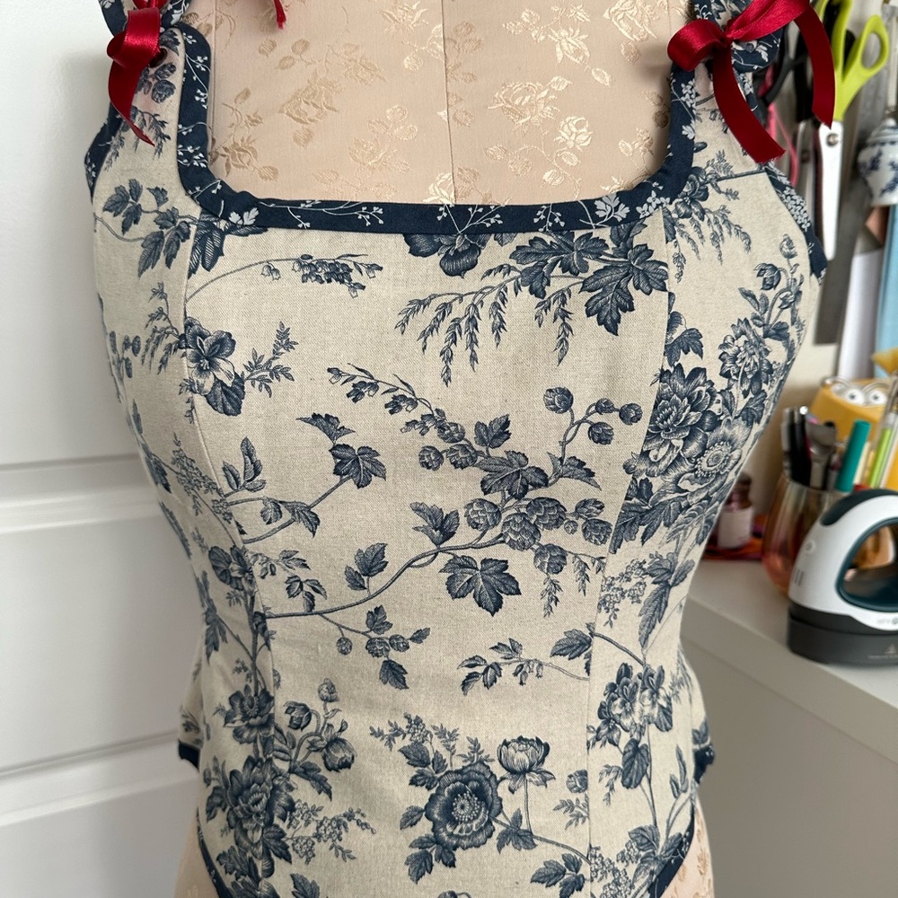 Handmade Floral Linen Corset | Reversible | S/M